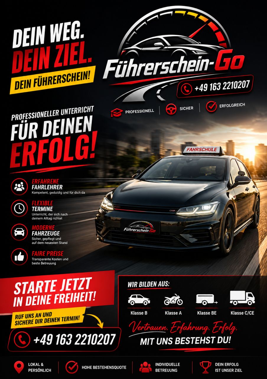 Offizielles Permis-Go Poster mit der Nummer +491632210207